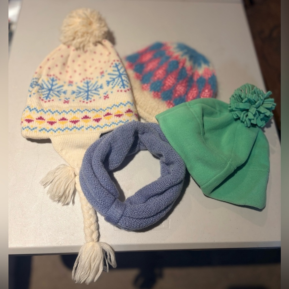 Kids Winter Beanie & Ear Warmer Bundle (4pc) | Ages 8–12 | Pom Hats